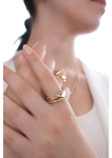 Modern Altın Prizma Yüzük modelleri