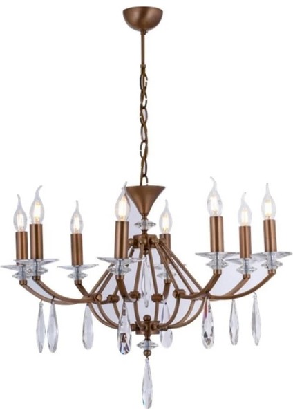 Avonnı AV-35004-8E Eskitme Kaplama Modern Avize E27 Metal Cam 65CM