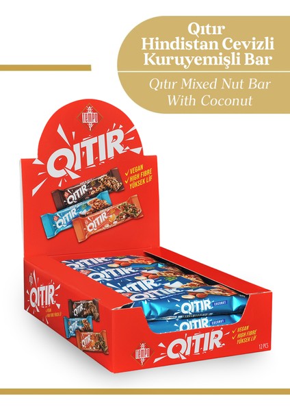 Hindistan Cevizli Kuruyemişli Bar 30 G x 12 Adet