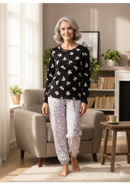 Kadın Kışlık Kadın Anne Içlik Pijama Altı %100 Pamuk Içi Miflonlu Klasik Beli Lastikli Rahat modelleri