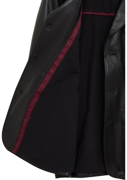 Kane Erkek Siyah Düğmeli Blazer Deri Ceket 25WGED6498AE indirimleri