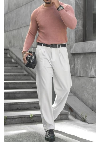 Erkek Pudra Selanik Örgü Italyan Reklan Bisiklet Yaka Triko Kazak fiyatları