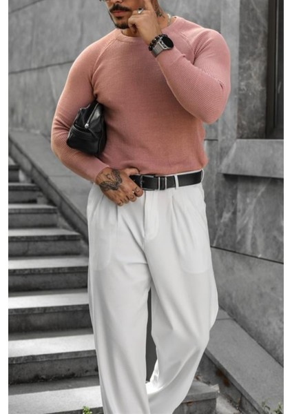 Erkek Pudra Selanik Örgü Italyan Reklan Bisiklet Yaka Triko Kazak modelleri