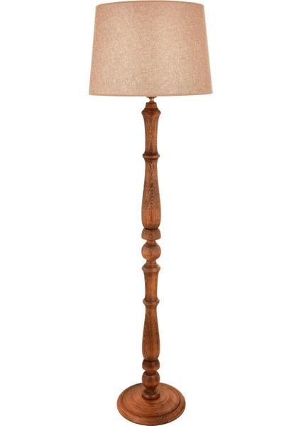 Avonnı LM-9144-1E Ceviz Boyalı Lambader E27 Ahşap Kumaş 45CM