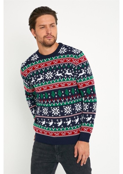 Lacivert-Kırmızı Erkek Christmas Yılbaşı KAZAĞI-NOELKZKR05S