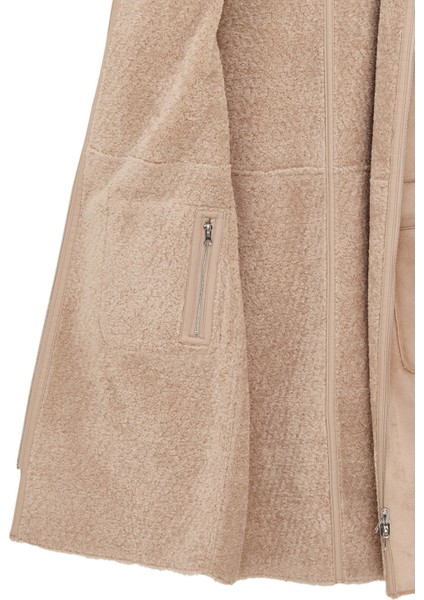 Fiorentini Kadın Bej Çift Taraflı Kapüşonlu Teddy Kaban 25WGP53149F