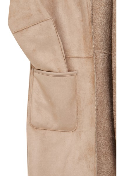 Fiorentini Kadın Bej Çift Taraflı Kapüşonlu Teddy Kaban 25WGP53149F