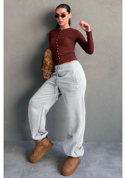 Grimelanj Geniş Paça Rahat Kalıp Lastikli Eşofman Altı MG2581