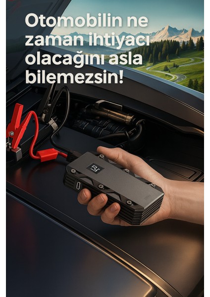 3-Ü 1 Arada 10.000 Mah Taşınabilir Akü Takviye Kiti (Powerbank + LCD + LED Işık)