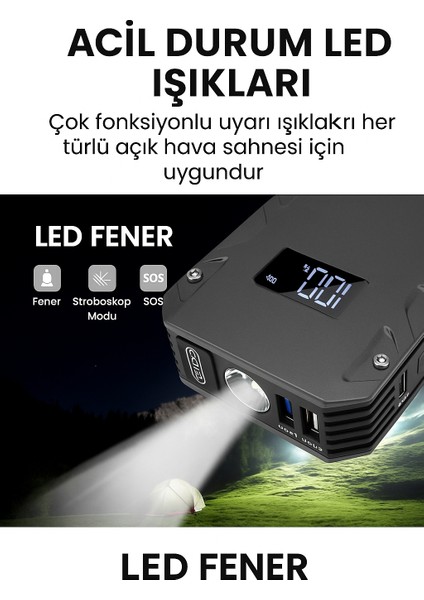 3-Ü 1 Arada 10.000 Mah Taşınabilir Akü Takviye Kiti (Powerbank + LCD + LED Işık) indirimleri