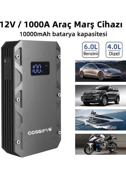 3-Ü 1 Arada 10.000 Mah Taşınabilir Akü Takviye Kiti (Powerbank + LCD + LED Işık)