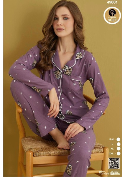 Çağrı Kadın Kışlık Süet Uzun Kollu Önü Düğmeli Yumuşak Dokulu Pijama Takımı fiyatları