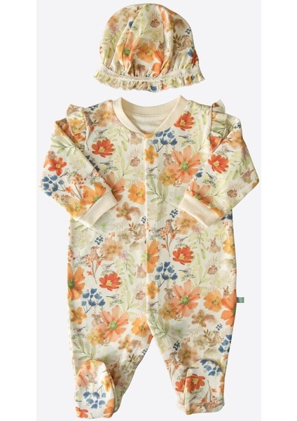 Organik Floom Şapkalı Tulum Natural