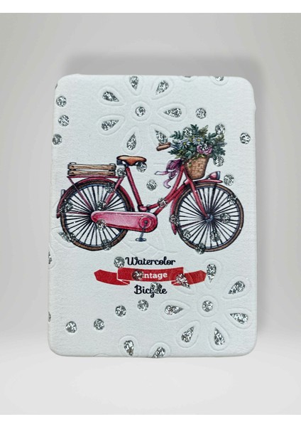 Işıltılı Bisiklet Temalı Çift Taraflı Cep Çanta Makyaj El Aynası 6cm x 9,5cm (Kod:35)