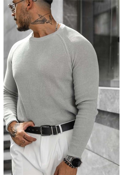 Erkek Gri Selanik Örgü Italyan Reklan Bisiklet Yaka Triko Kazak fırsatları