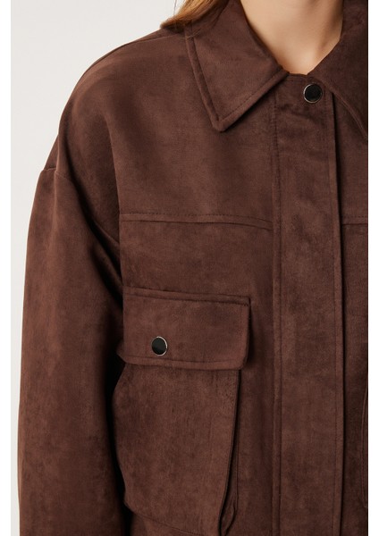 Polo Yaka Süet Ceket LDP0088 Kahverengi fırsatları