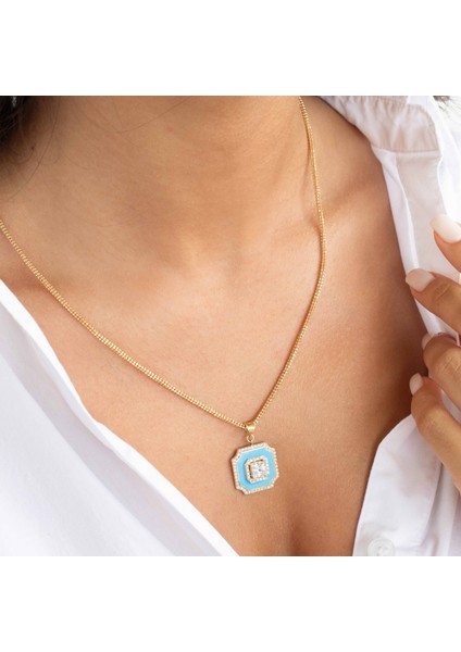 Mavi Mineli Baget Altın Kolye Ucu fiyatları