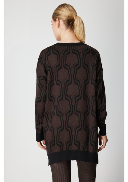 65336 Onteks Kazak Desenli Sıfır Yaka Uzun fırsatları