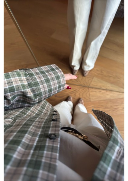 Kareli Ekose Desen Yeni Sezon Oversize Gömlek- Yeşil fırsatları