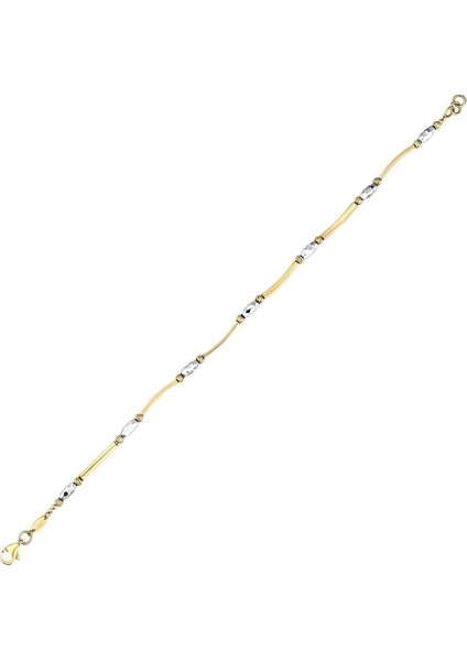 Beyaz Dorika Detaylı Altın Zincir Dorika Bileklik