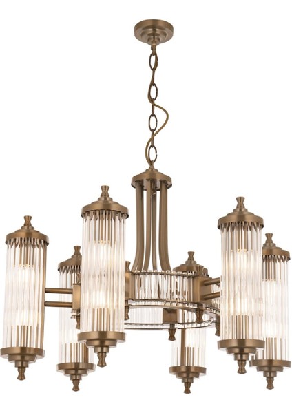 Avonnı AV-35001-6E Eskitme Kaplama Modern Avize E14 Metal Cam 70CM