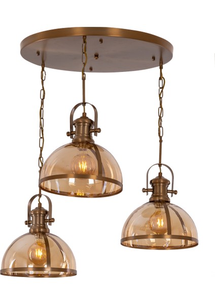 Avonnı AV-5063-3ET Eskitme Kaplama Modern Avize E27 Metal Cam 120X30CM