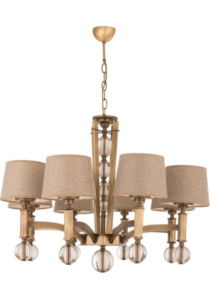 Avonnı AV-35002-8ES Eskitme Kaplama Modern Avize E27 Metal Cam Kumaş 80CM