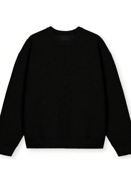 Erkek Siyah Regular Fit Bisiklet Yaka Örgülü Triko indirimleri