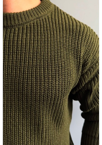 Erkek Haki Regular Fit Bisiklet Yaka Örgülü Triko fiyatları