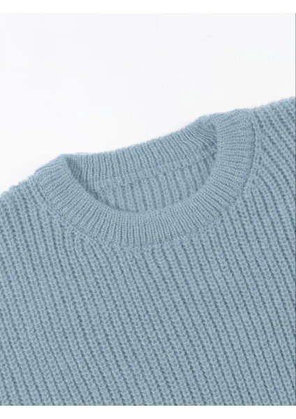 Erkek Mavi Regular Fit Bisiklet Yaka Örgülü Triko fiyatları