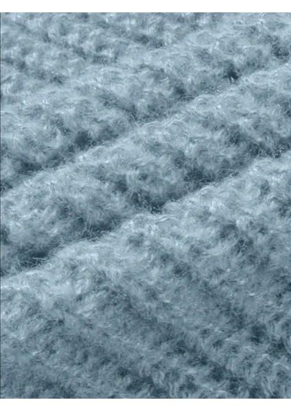 Erkek Mavi Regular Fit Bisiklet Yaka Örgülü Triko