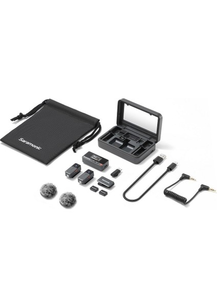 Air 01 Kablosuz Yaka Mikrofonu – Çift Verici, Tek Alıcı, 48KHZ 24-Bit Ses Kalitesi, iPhone / Android / Kamera Uyumlu