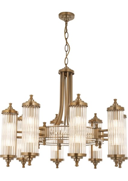 Avonnı AV-35001-8E Eskitme Kaplama Modern Avize E14 Metal Cam 80CM