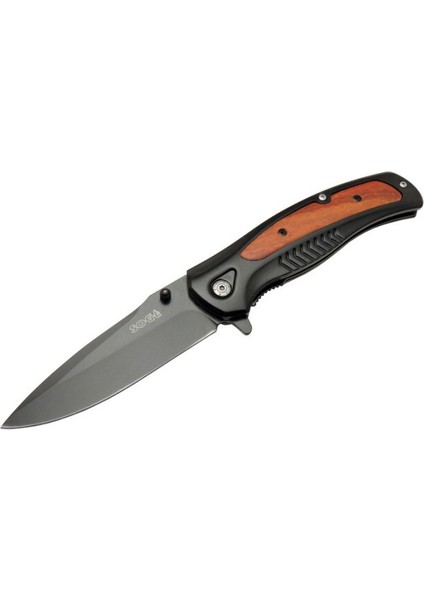 Siyah Metal Polimer Saplı Isme Özel Yazılı 9CR13MOV Kalite Paslanmaz Çelik Avcı ve Kamp Bıçağı