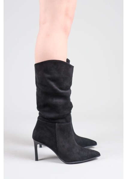 Arlon Büzgülü Çekme Topuklu Çizme Siyah modelleri