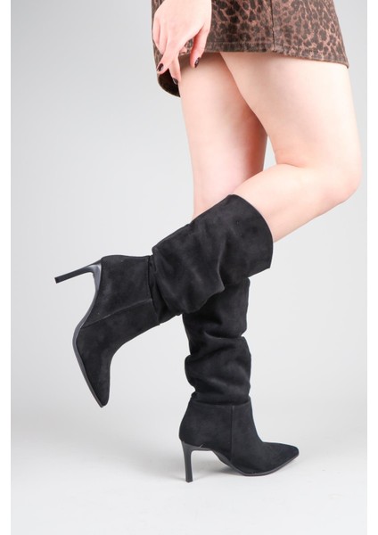 Arlon Büzgülü Çekme Topuklu Çizme Siyah indirimleri