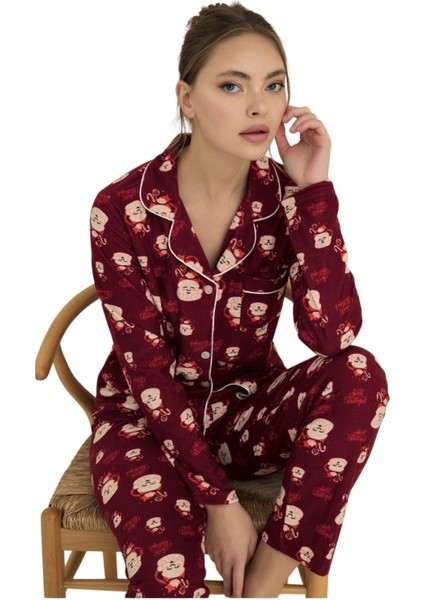 Çağrı Kadın Kışlık Süet Uzun Kollu Önü Düğmeli Yumuşak Dokulu Pijama Takımı