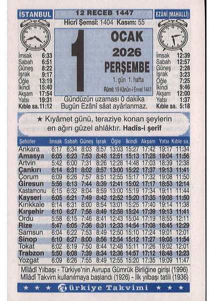 2026 Namaz Vakitli 365 Gün Yapraklı Dini Duvar Türkiye Takvimi Arka Karton Istanbul Manzaralı fiyatları