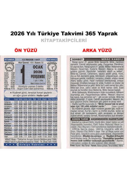 2026 Namaz Vakitli 365 Gün Yapraklı Dini Duvar Türkiye Takvimi Arka Karton Istanbul Manzaralı modelleri