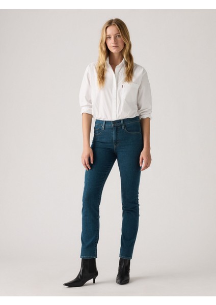 724 High Rise Straight Kadın Mavi Kot Jean Pantolon 18883-0392 fırsatları