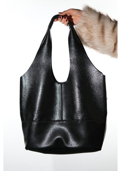 1096 Siyah Grain Kadın Günlük Çanta