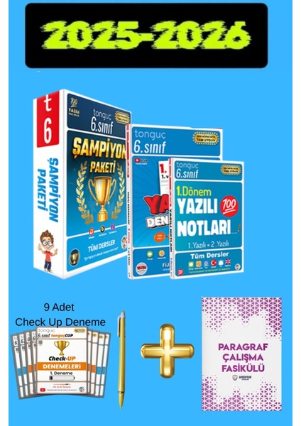 6. Sınıf Şampiyon Paketi + Check Up Deneme + 1. Dönem Yazılı Seti