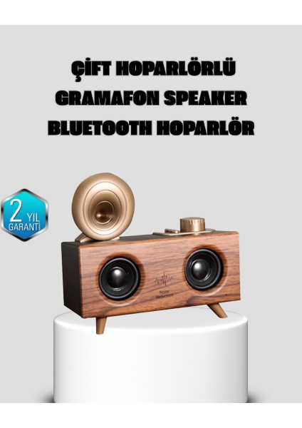 Mtxdpn Gramafon Tasarımlı Bluetooth Hoparlör 3D Ses Teknolojili Çok Fonksiyonlu