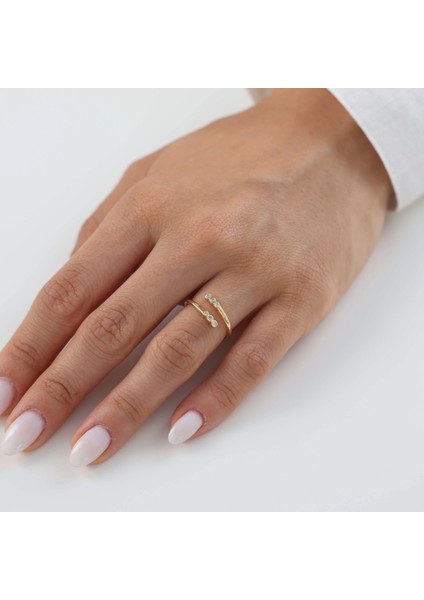 Üç Taş Lucky Minimal Altın Yüzük modelleri