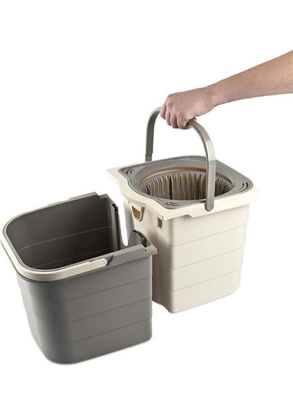 Duo Temizlik Seti Iki Hazneli Döner Başlıklı Paspas 19 Lt. Gri-Beyaz Mop modelleri