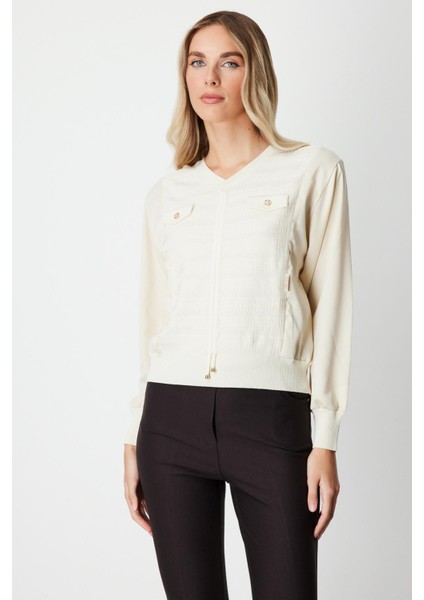 66370 Onteks Kazak Cep Kapaklı Önü Ipli V Yaka fiyatları