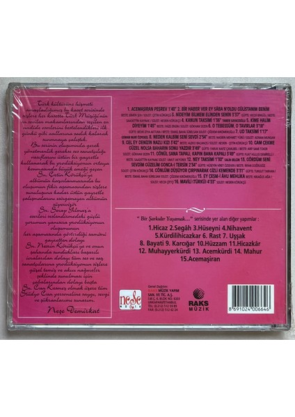 Türk Sanat Müziği Seçmeleri Acemaşiran CD (Jelatininde Sıfır Orijinal Dönem Baskı Cd) fiyatları