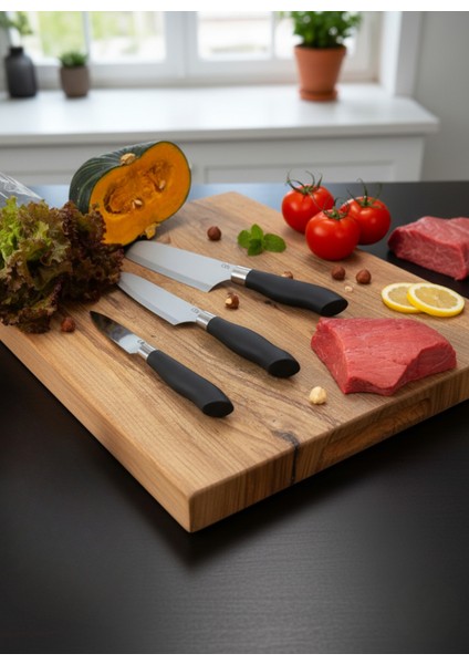 Sürmene Doğrama Siyah Baba Şef Bıçak Seti (3lü) modelleri