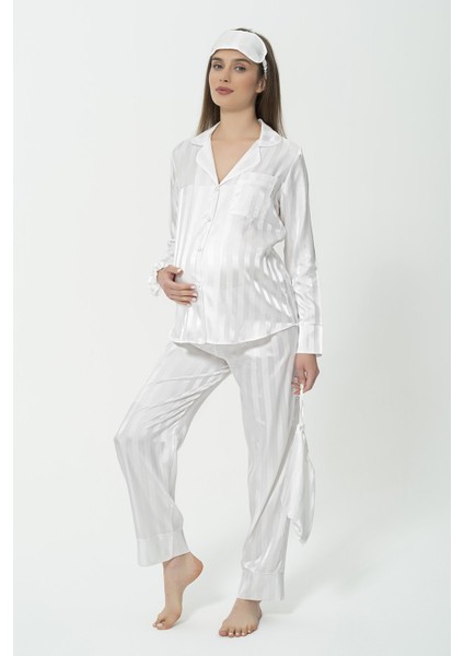 5'li Jakarlı Uzun Kol Hamile Pijama Takımı modelleri