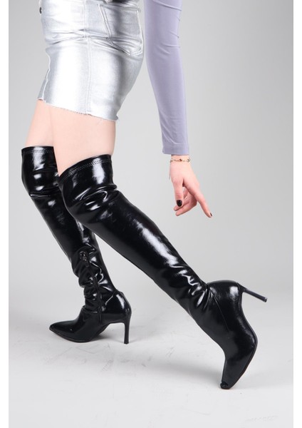 Nikki Diz Üstü Topuklu Çizme Siyah fiyatları